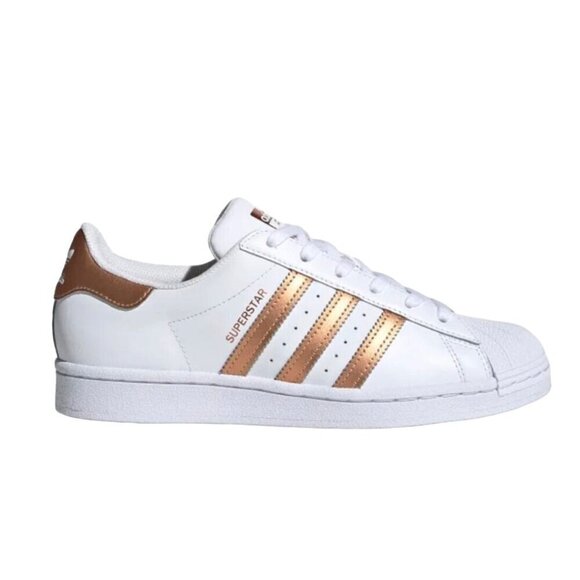 Adidas Superstar White Copper Metallic Sneakers 789002 Size 8 - Picture 1 of 10